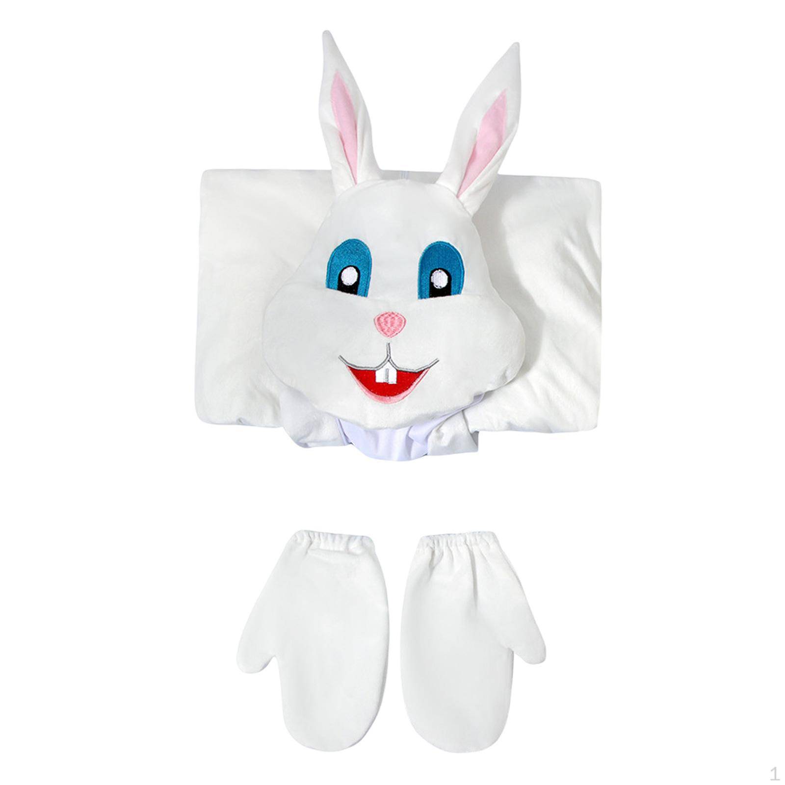 Easter Bunny Costume Hooded Clothing Kids for Prom Dress up Gift cm white