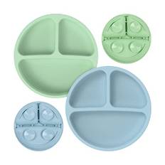 Baby sugplattor – RIGHTWELL 2-pack silikon baby avvänjningsplatta, babytallrikar med sug för småbarn barn självmatning – halkfri uppdelad platta lämplig för barnstolar, bricka och bord