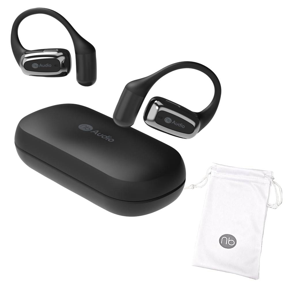 Audio True Wireless Low Latency Call Standards with Logo Pouch (nb) Open+2 Open-Ear Earbuds, Ear-Hook Design, Mode, Mic, Multi-Point Support, svart