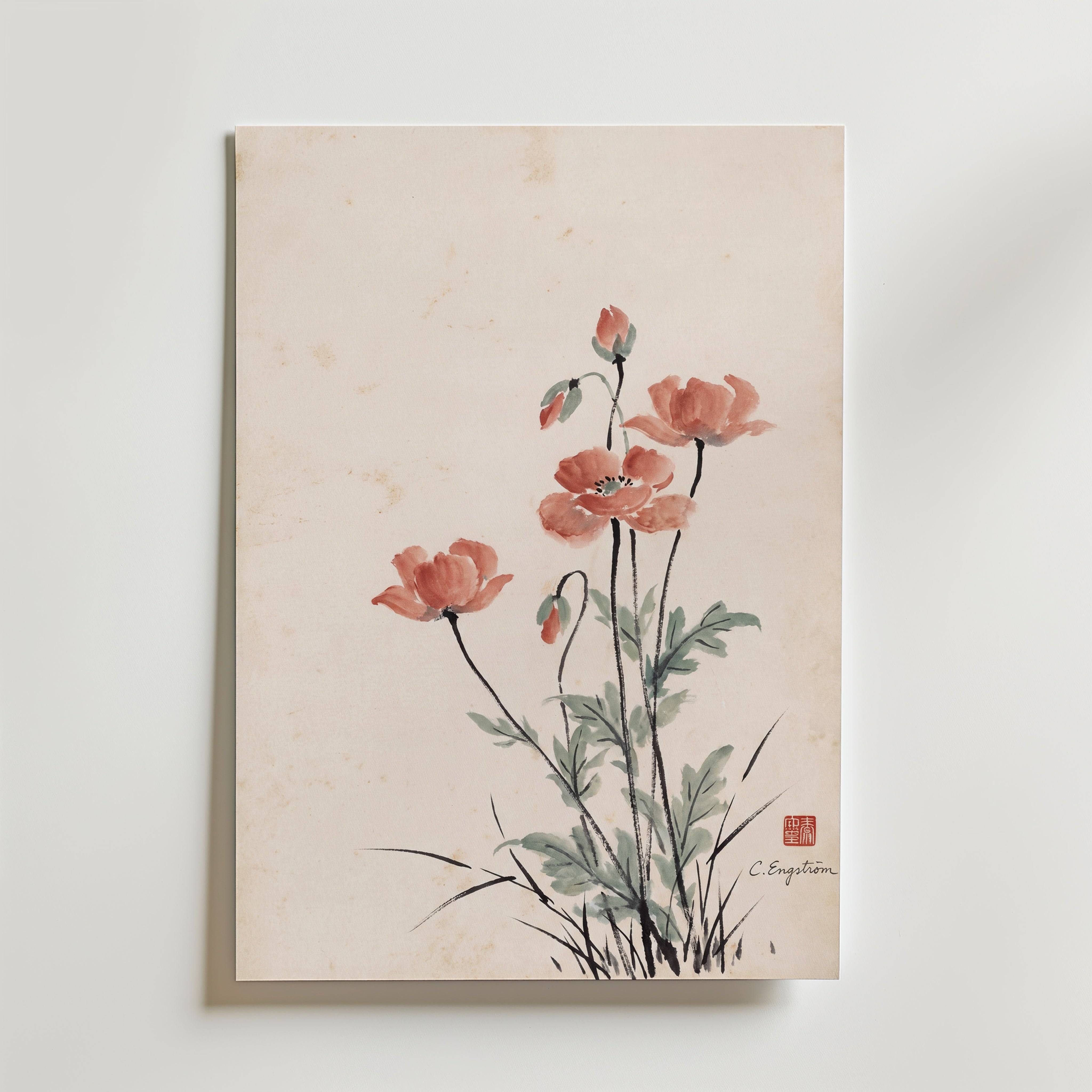 Poppies By Caroline Engstr�m - Fine Art Poster 50x70 cm Utan passepartout