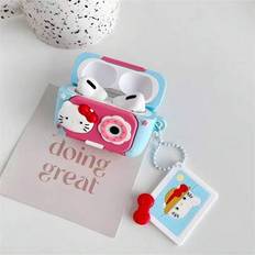 1st Sanrio Cute Camera Silikon Bow-Knot Hello Kitty hörlursfodral, lämplig för Hello Kitty Apple AirPods Skyddsfodral, Air Pod-fodral med nyckelring, - Multifärgad (AirPods1/2,AirPods Pro,AirPods 3,AirPods Pro (2nd generation),AirPods 4)