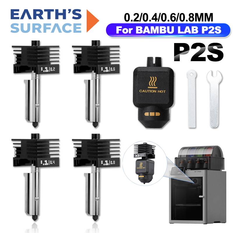 Upgraded Hotend For Bambu Lab P2S 0.2 0.4 0.6 0.8mm Hardened Steel Nozzle Replace Hot End Kit For Bambu Lab P2S Nozzle Assembly