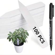100/200/300 st växtetiketter med 1 st märkningspenna, 4-tums växtnamnetiketter i plast, vattentäta etiketter för trädgårdsträdgårdar, etiketter i plas - Vitt (100 st Etiketter + 1 st Markör,200 st Etiketter + 1 st Markör,300 st Etiketter + 1 st Markör)