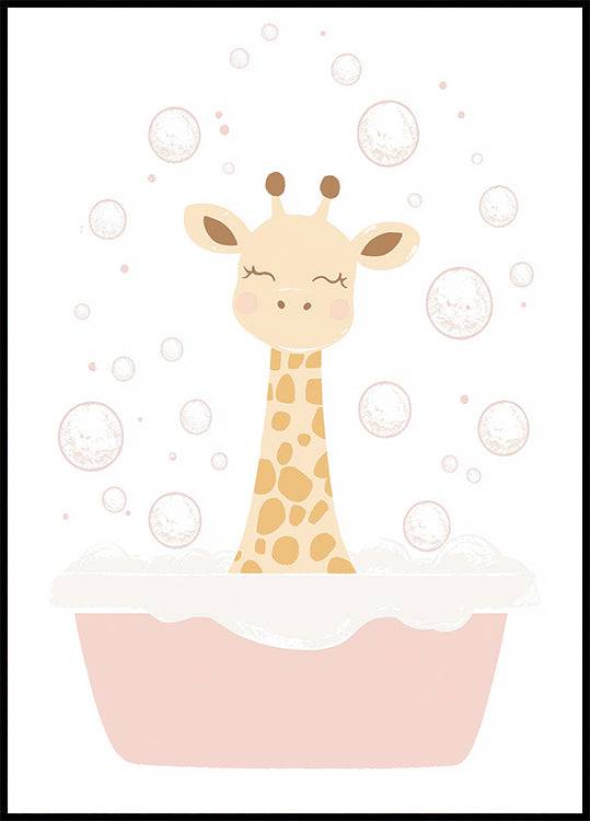 Giraffe Bath Poster (50x70cm) - Plakater > Barnväggskonst, BD