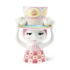Bjørn Wiinblad Lady With Hat Vase - H 20,5 x B 14 cm - Keramik - Pink/Gul