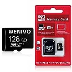 128 GB Micro SD-minneskort med SD-adapter U3 C10 höghastighetsblixt TF-kort UHS-I MicroSDXC A1, V30, UHS-I, HD, 4K video Pro, hög hastighet för smartphone, säkerhetskamera, surfplatta, drönare,