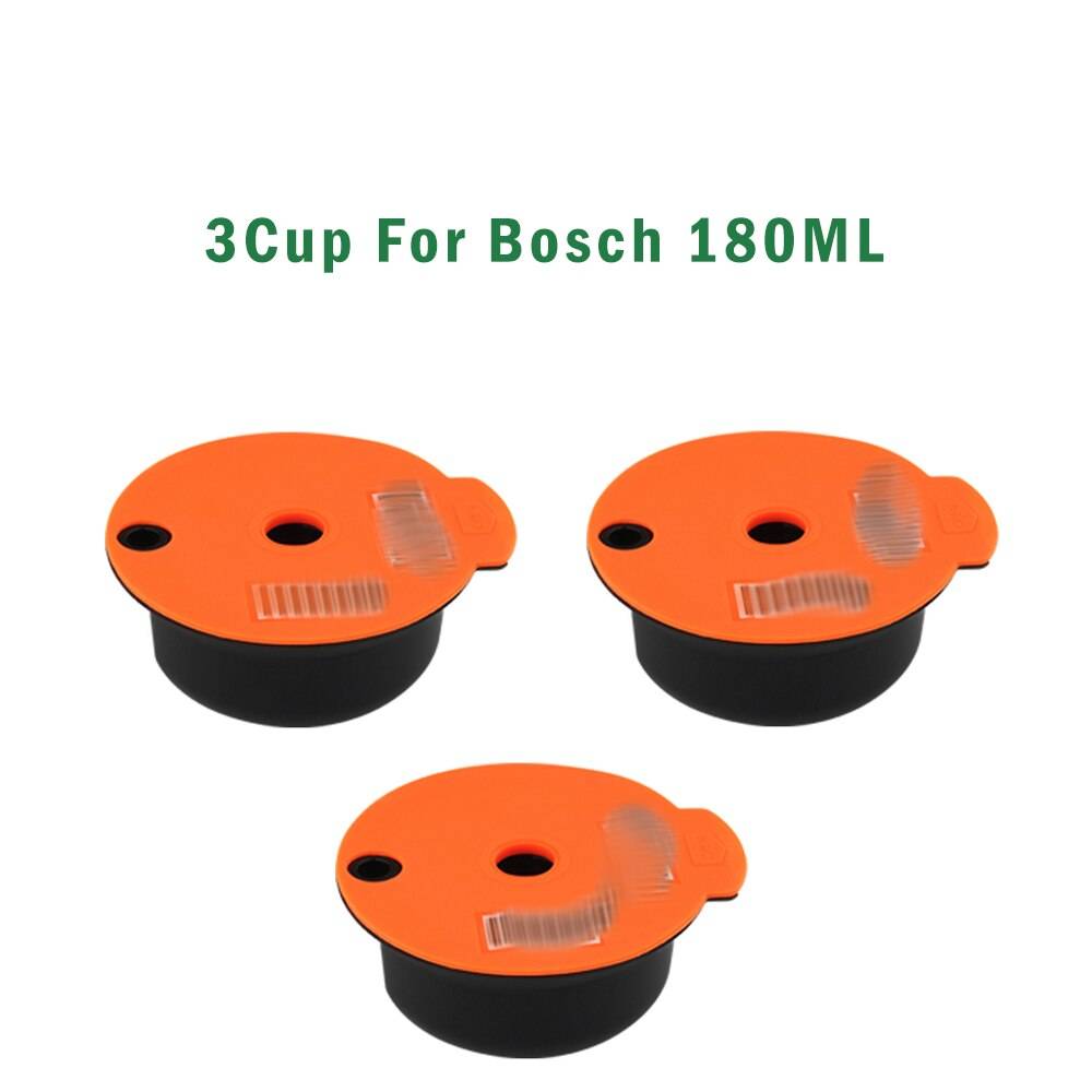 Påfyllningsbar kapsel för b-osch gummi silikon o ringar för nespresso kaffekapslar tätningstillbehör crema maker verktyg - 3 koppar för bosch 180ml