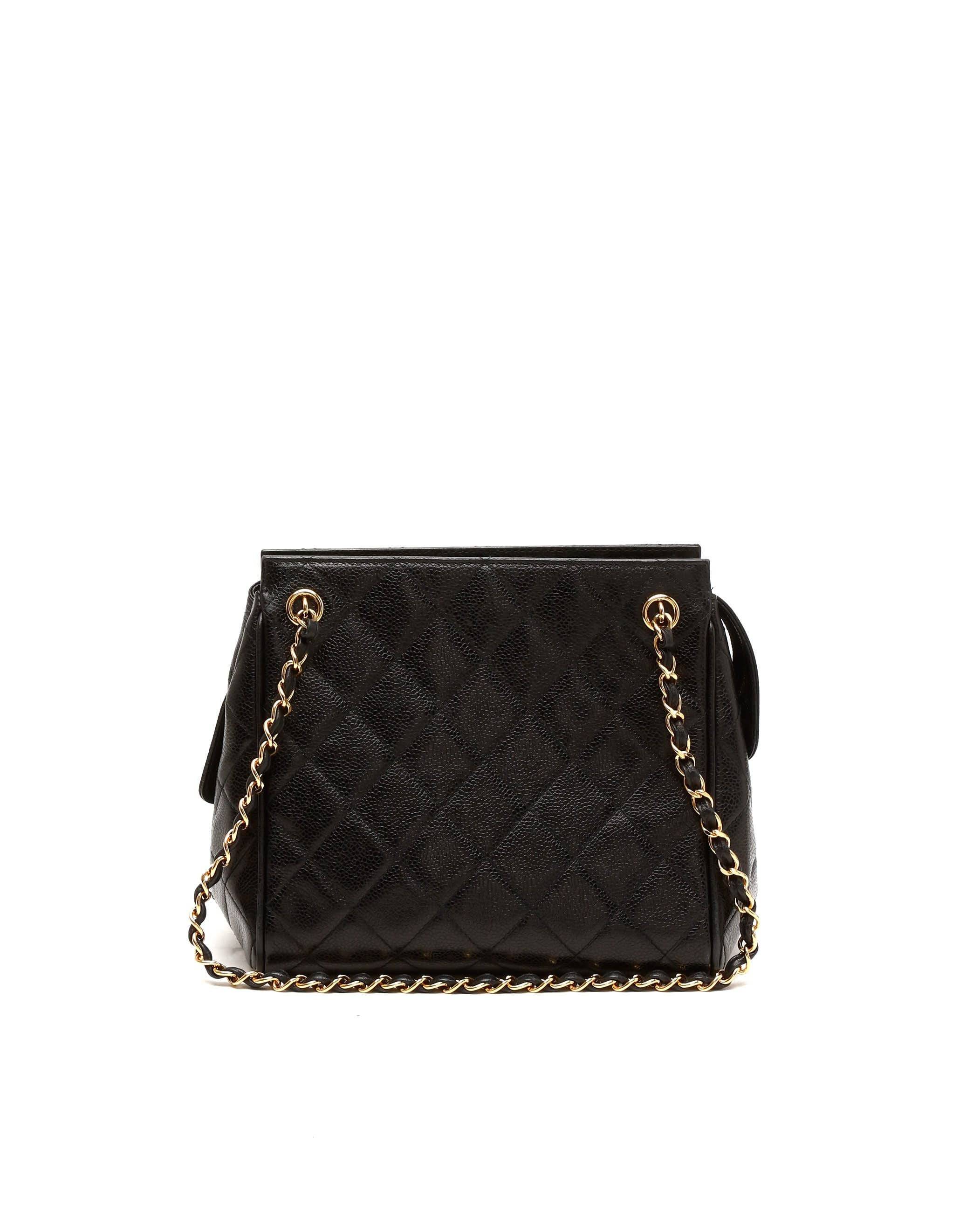 Chanel Quilted Caviar Chain Bag - Black - One Size