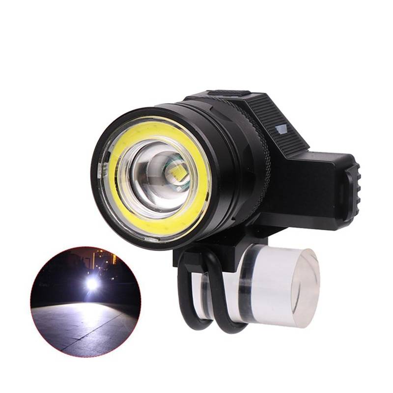 Laddningsbar cykelstrålkastare led ficklampa t6 cob cykelljus zoom cykel framlampa tillbehör (batterier ingår ej)