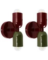 Set of 2 Wall Lamps TOPI Metal Red/ Green