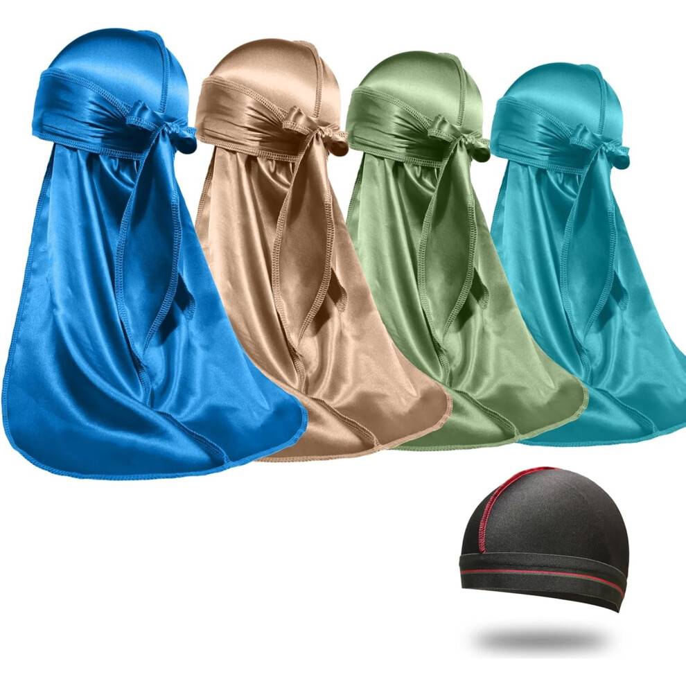 Silkeagtig satin durag til bølger4Pack med bølgehætte