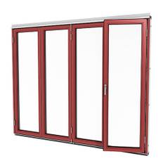 Vikbar Dörr För Uterum Aluminium Isomax Vik - Vikdörr Aluminium Vinröd, Vänster, 248 Cm - 4 Luckor