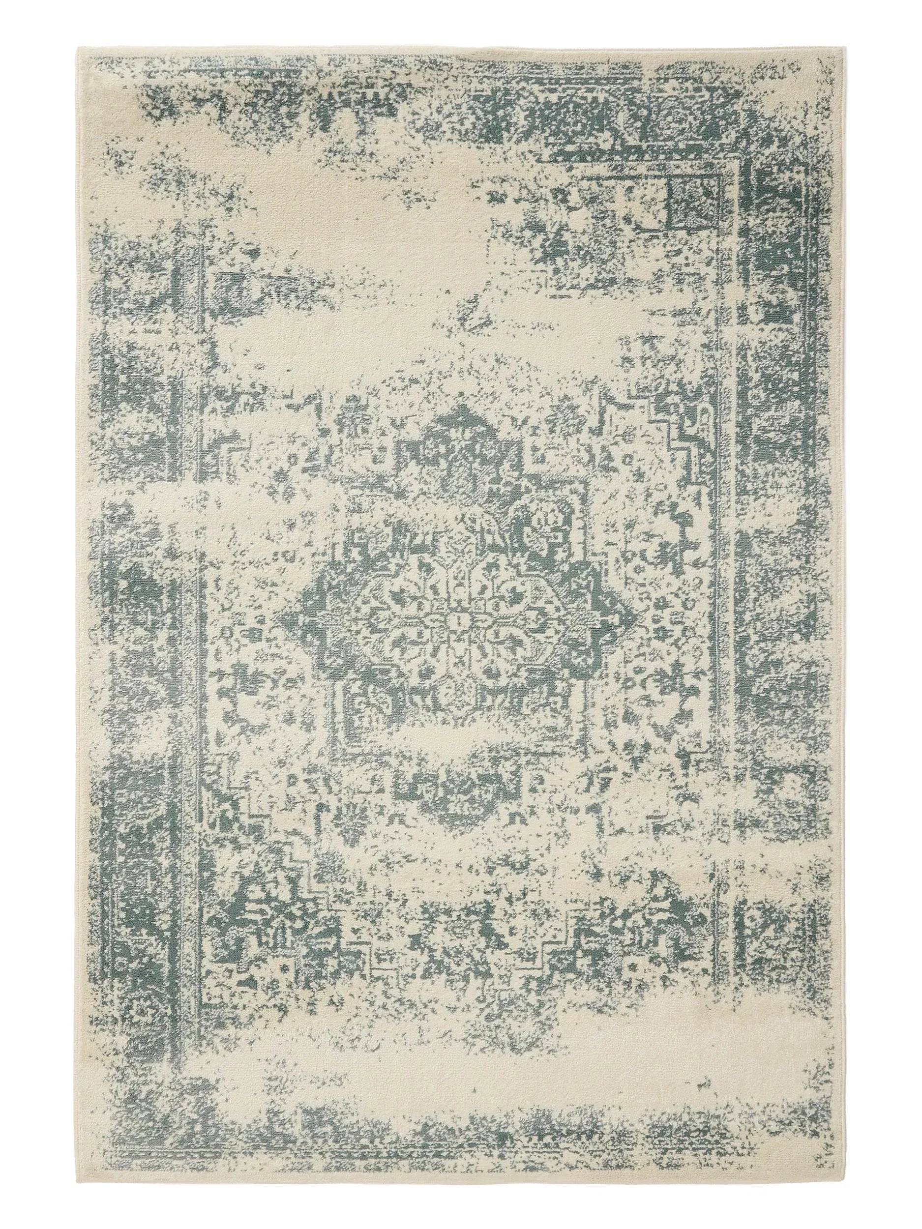 KIRA Creme/Mint Tæppe - Rektangulær / 80x150 cm / Hvid