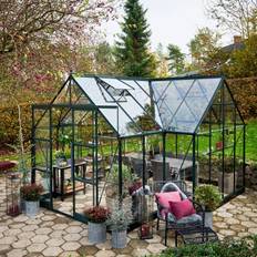 Halls Garden Room 12,9 m2 Drivhus Grøn med 3 mm hærdet glas – Inkl. Fundament