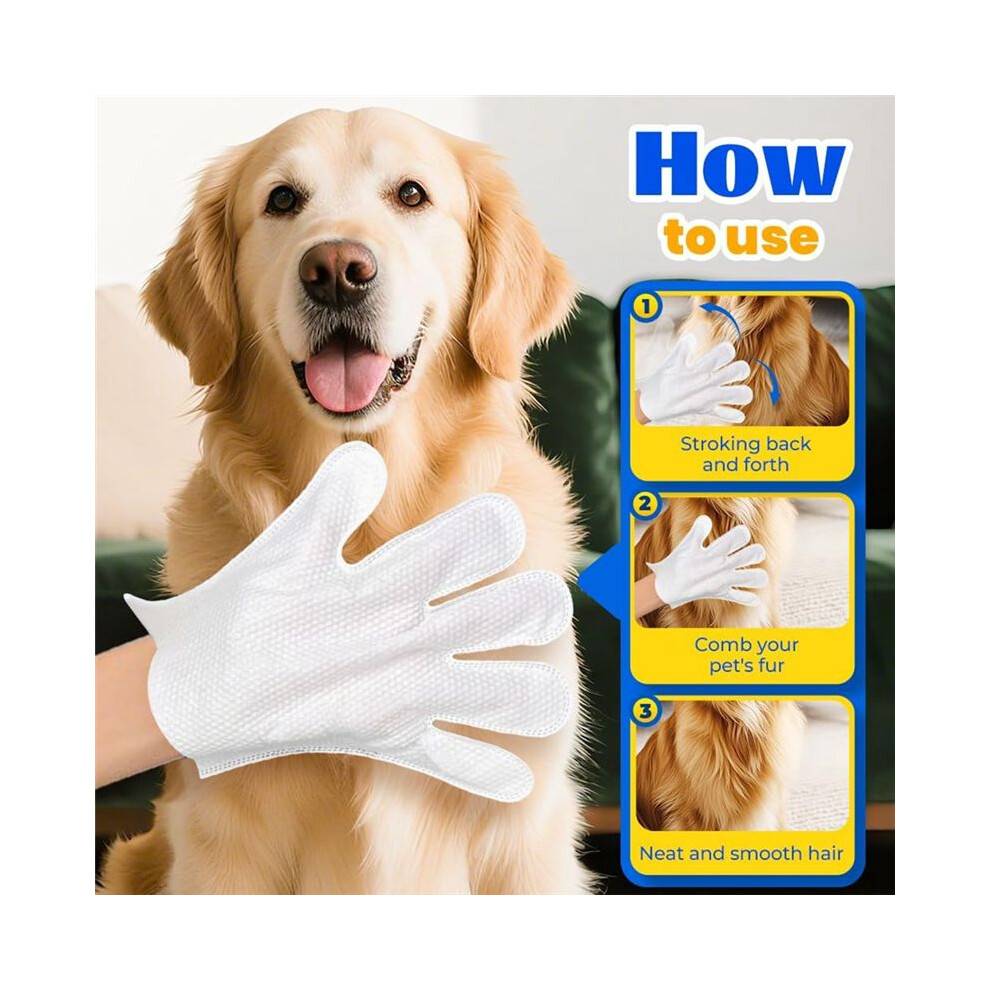 48 PCS Pet Bathing Wipes for Dogs & Cats, Dog Wipes Washing Gloves, Cleaning & Deodorizing Grooming Gloves