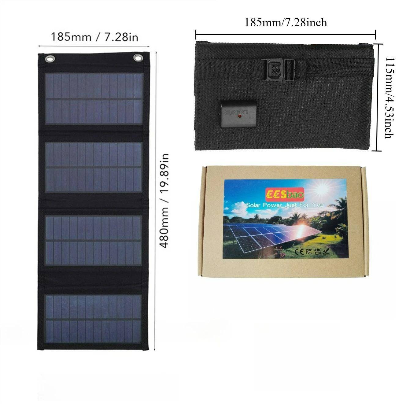 Foldable Portable Waterproof Solar Charging Power Panel 25W 100W Dual USB Port Outdoor Camping Backpack Lightweight Emergency
