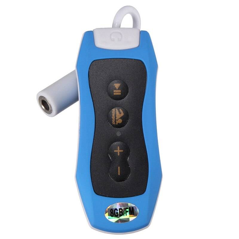 8gb mp3 spelare simning undervattens dykning spa + fm radio vattentäta hörlurar blå
