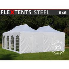 Foldetelt FleXtents Easy up pavillon Steel 6x6m Hvid, inkl. 8 sider