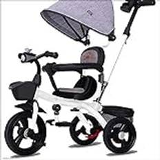 Trehjuling För Barn Tricycle trike tricycle barn trike, 3 hjul baby barnpedal guidad toddler med push stol handtag avtagbar baldakin reversibel plats 8 månader - 6 år gammal (färg: rosa)