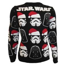 Star Wars Unisex Adult Vader And Trooper Face Stickad Jultröja XXL vit/svart