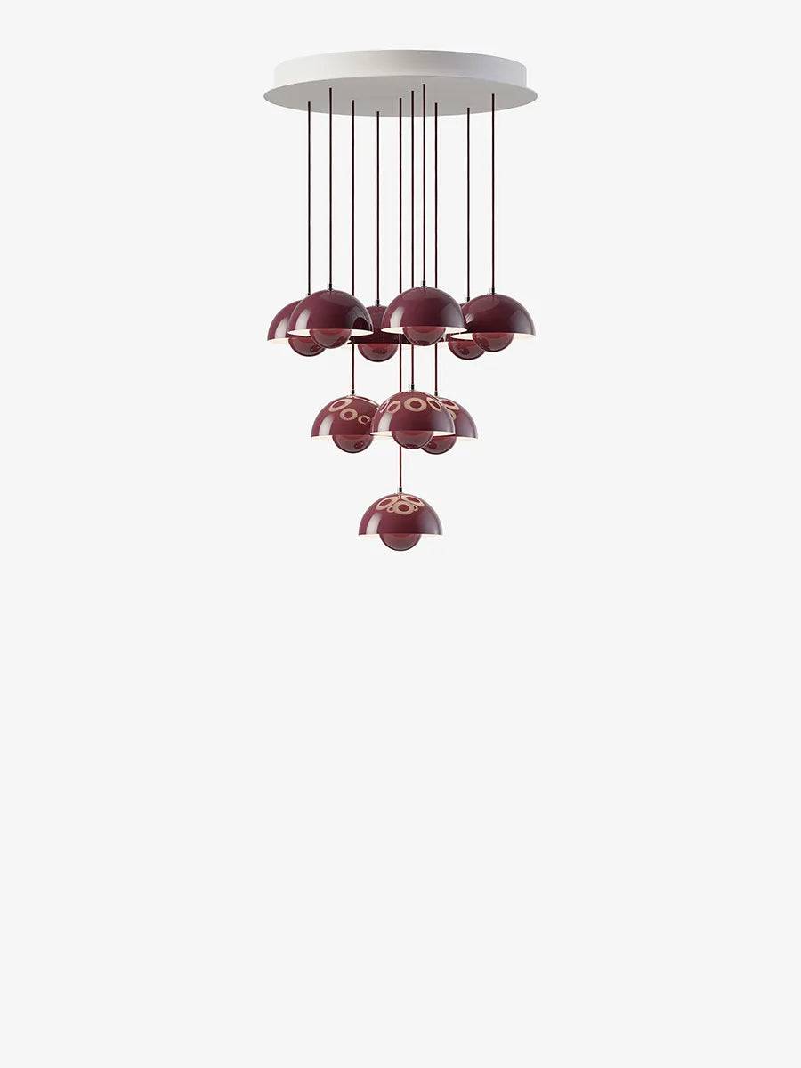 Flowerpot Chandelier VP10, 10 pendants fra &Tradition Dark Plum - Jacobsen Plus
