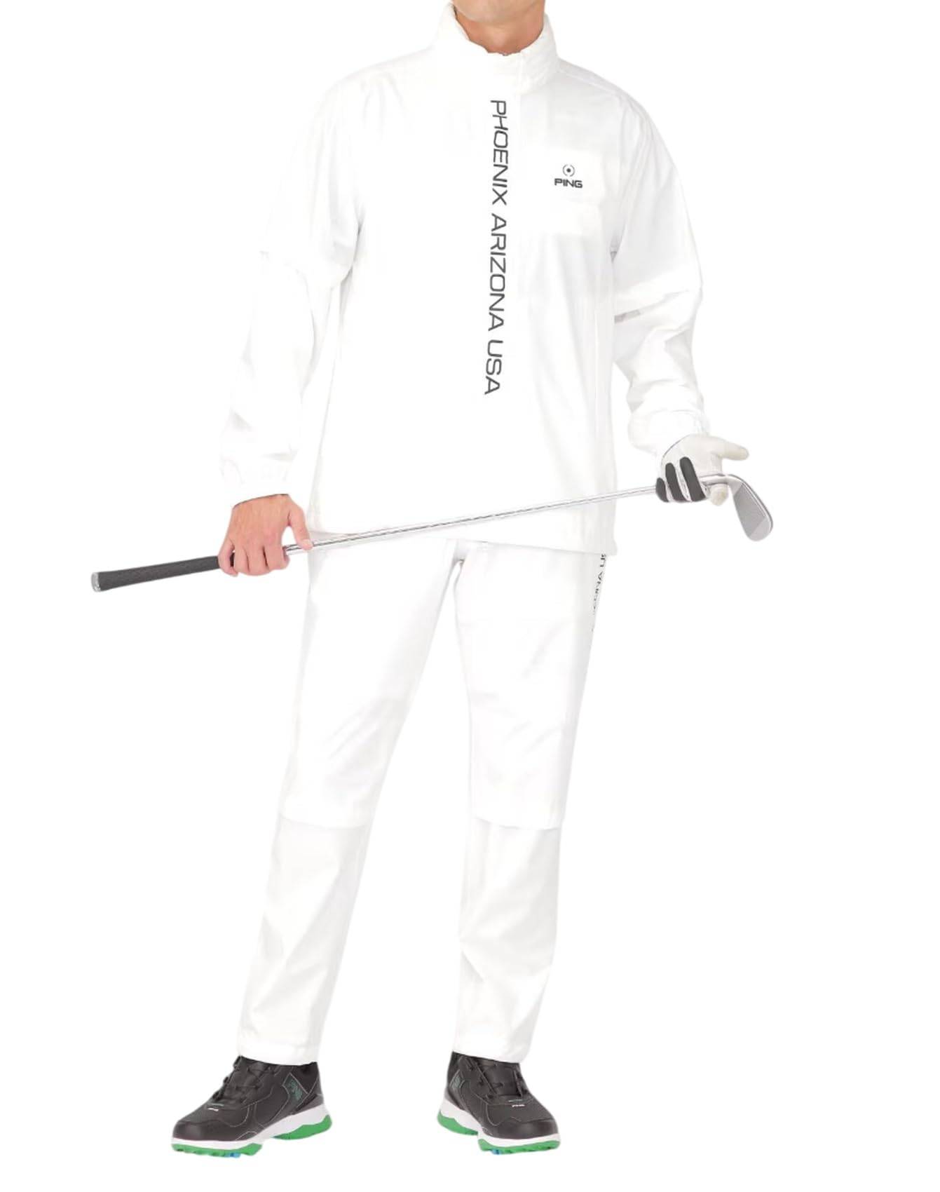 A continuing standard waterproof and breathable rainwear set Golf rain gear M [Ping Apparel] item, men's (2-way, windproof) / / 621-3988201 030_White