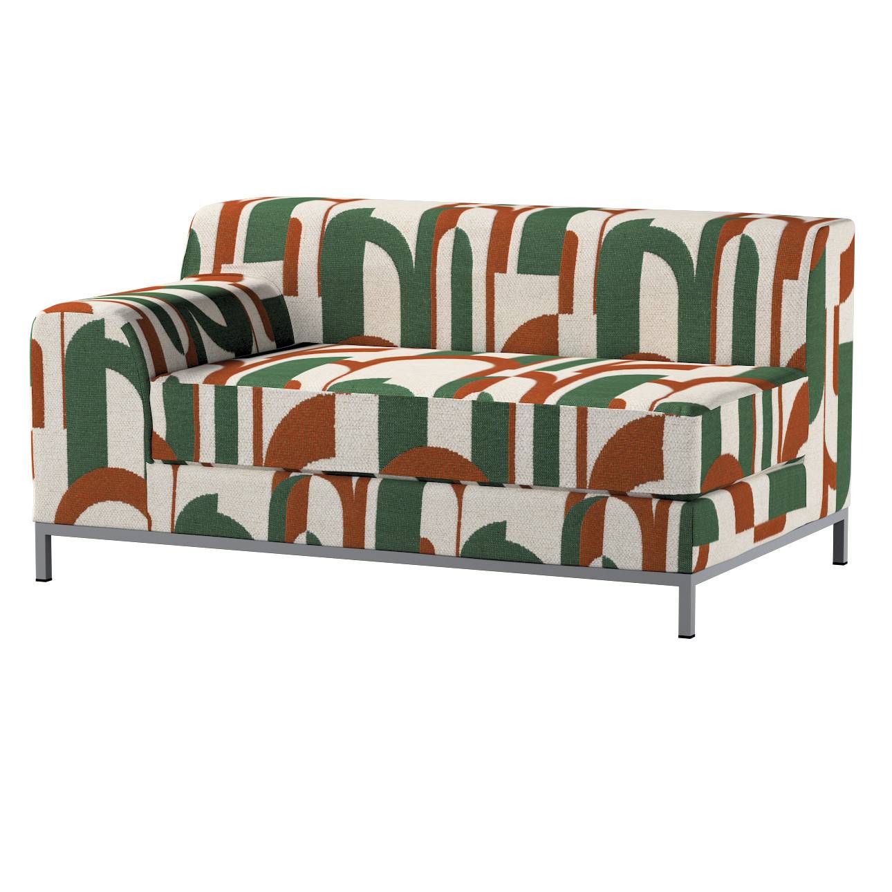 Kramfors klädsel <br>2-sits soffa - vänster, Boucle naturvit grön og terracotta, 150 X 95 X 75 CM, Cosy Home