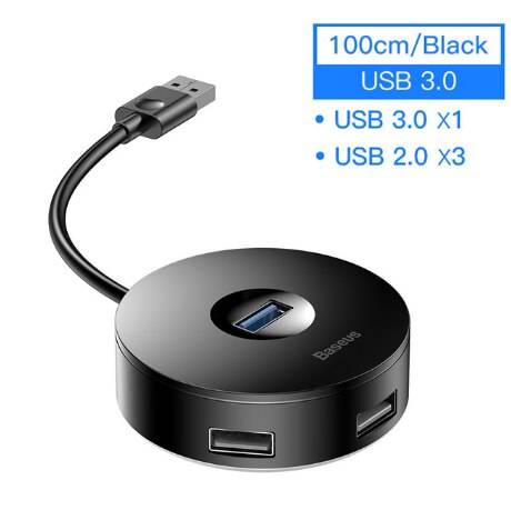 Baser usb c hub usb 3.0 hub splitter flera usb hab typ c hub 2.0 multi hab expander 4 port hub för pc laptop - 100cm svart usb 3.0