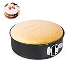 LinStyle Tårtform, bakform, rund kakform med gångjärn justerbar för att göra kakor, pizzor, bröd, 18 cm, svart