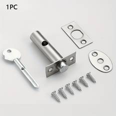 TEMU 1pc Heavy-duty Invisible Door Lock With Key - Fireproof Metal Pipe Design, Sturdy Safety Bolt For Office & Doors, Includes Installation Hardware, Door Locks For Home