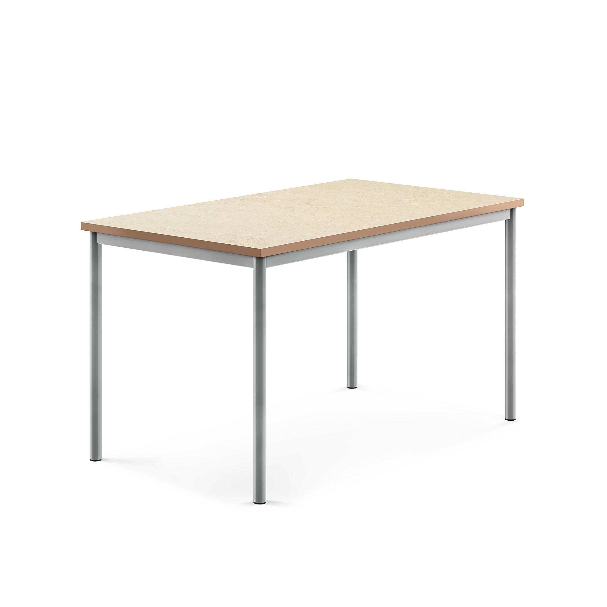 Bord SONITUS, 1400x800x760 mm, stativ silver, ljuddämpande linoleum, beige