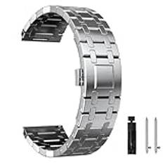 AMAUPCKCA Rostfritt stål klockarmband i metall for Samsung Galaxy Watch 3 45mm Armband Armband for Galaxy Watch 46mm Watch Band 22mm(Silver,22mm)