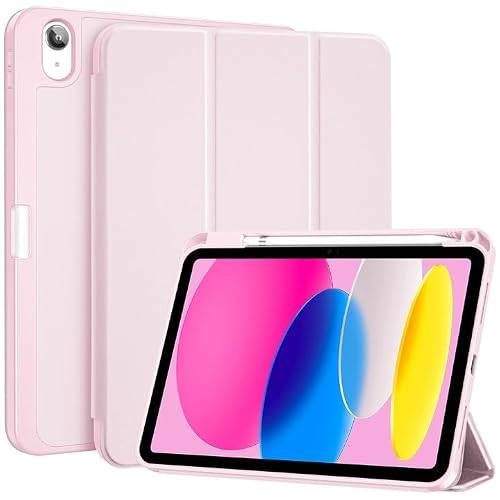 ProCase fodral för iPad (A16) 11 tum generation 2025 | iPad 10 generationen 10,9 tum 2022, skyddande fodral med pennhållare, stöttåligt, smart fodral, skydd bil sömn/vakt, ljusrosa