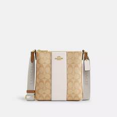 Coach Mini Rowan File Bag In Signature Canvas With Stripe light khaki chalk lt saddle One Size