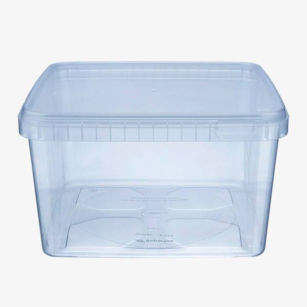 Condi plastbøtte 3L - MED låg - 19,5 x 19,5 cm