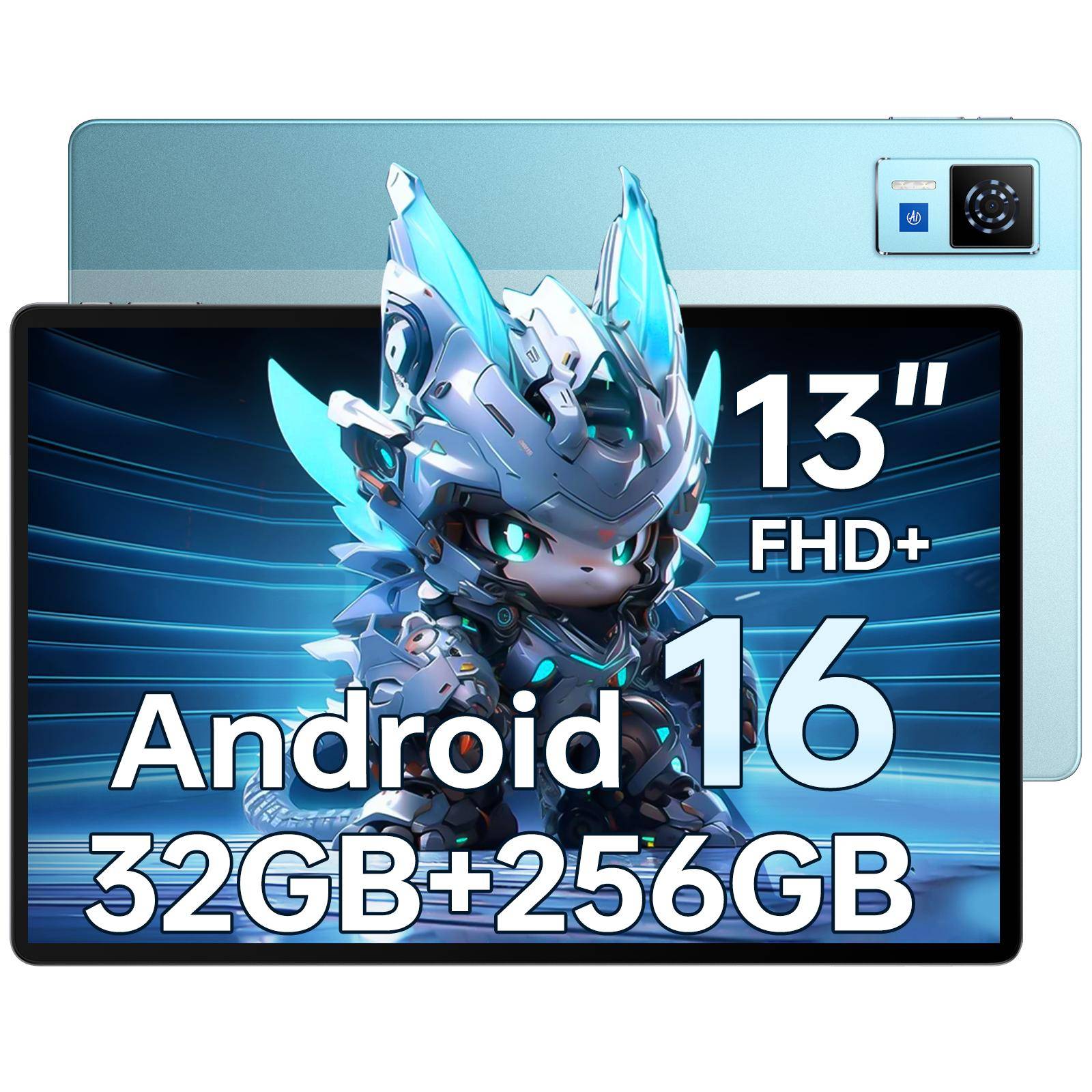 DOOGEE U13 Tablet Android 16 13 Inch, 32GB+256GB/2TB, Gaming Octa-Core for Kids 11000mAh, Quad Speaker Tablet, 13MP+5MP