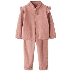 Lil' Atelier Fleecesæt - NmfLaspektra - Misty Rose m. Blomster - Lil Atelier - 4 år (104) - Fleecejakke