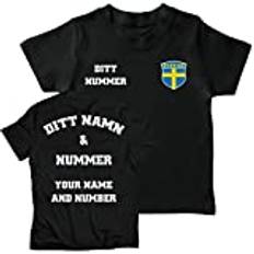 lepni.me Barn T-shirt Sverige Fotbollströja med Ditt Namn och Nummer | Svenska Flaggan Märke Personlig Jersey Custom Topp | Fans av VM 2022 (9-11 år Schwarz Flerfärgad)