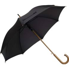 Stort beige paraply stort diameter 103 cm krökt handtag - Buddy Svart