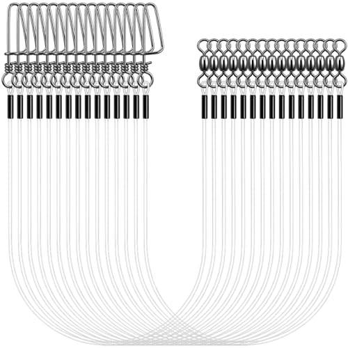 Annyswit 15 St Fluorocarbon Tafs med Lekande och Karbinhake, Transparent Fisketafs för Gädda Öring Mal, Spinnfiske Tafs, 30 cm (14#)
