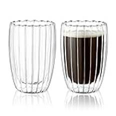 Joeyan dubbelväggiga glaskoppar i glas, 450 ml espressokoppar i glas, kaffemuggar, cappuccino, latteglas, tekoppar, värmebeständiga glaskoppar för kaffe, te, mjölk, juice och glass