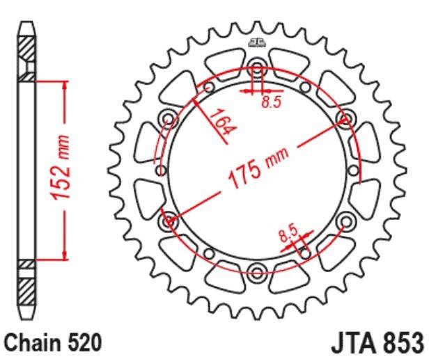 JTSPROCKETS JTA853.40BLK Drev - svart