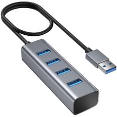 USB Hub USB Port 4 Port Hub Improved USB Hub USB Expansion USB Hub 60cm Cable 5Gbps High Speed Transfer Bus Powered Lightweight Compact Compatible