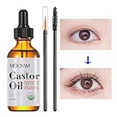 Ekologisk ricinolja för fransar,60ml Stimulera tillväxt för ögonfransar, ögonbryn, hårfuktighetskrä och håressens | Lash Enhancing för naturliga fransar eller fransförlängningar och ögonbryn Onlynery