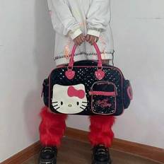 1pc Sanrio Hello Kitty Pink PU Sports Gym Bag, Large Capacity Travel Luggage Bag, Utility Tote, Zipper Closure, Ideal Gift For Travel, Outdoor Sports, - Multicolor - one-size,Pink,Rose Red