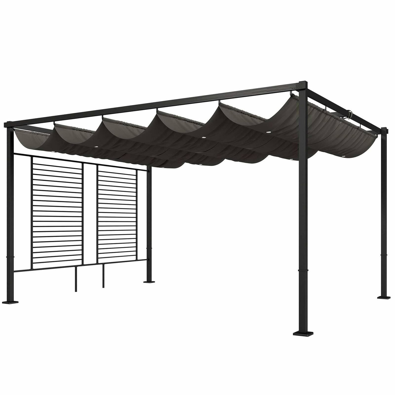 Pergola med udtrækkeligt tag, UV50+ beskyttelse, mørkegrå