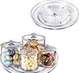 Lazy Susan skåp organisatör, 2 delar Lazy Susan skivspelare, klar kylskåpsskivspelare organisatör, multifunktionell kök skivspelare förvaring kryddställ, halkfri roterande kryddhållare (27+23,5 cm)