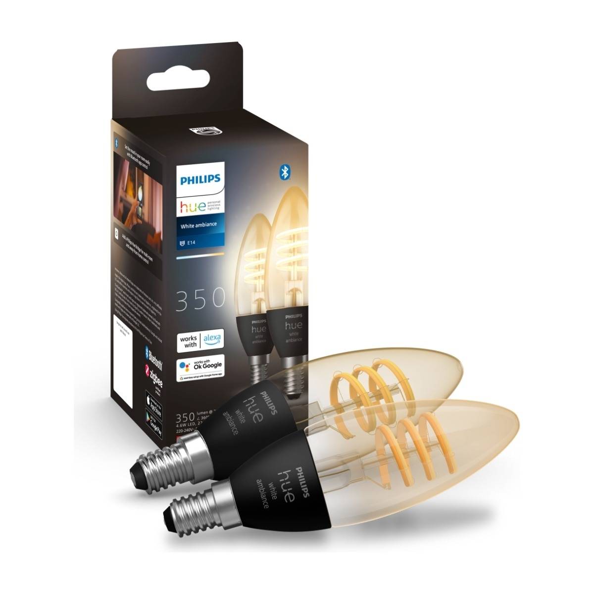 Philips Hue WA Filament smartpære B39 E14 4,6 W 2pcs.