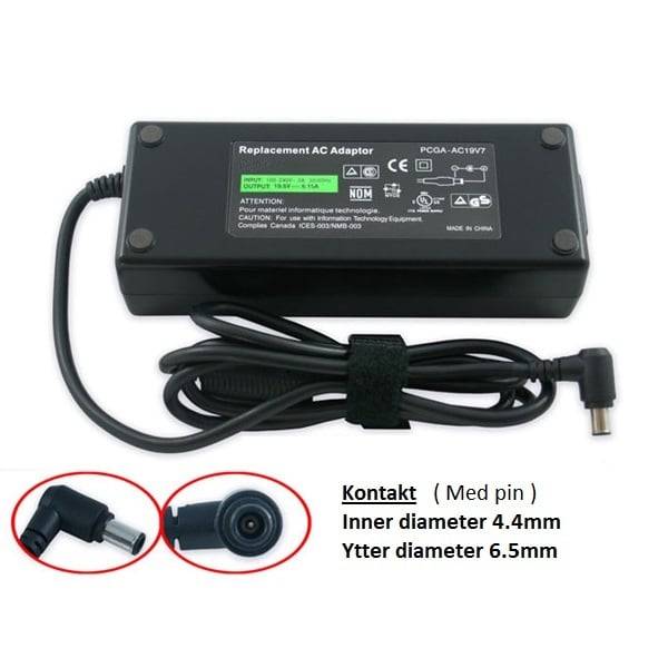 SONY, PANASONIC, FUJITSU m.fl. 16V 3.75A (6.5x4.4mm) Laddare