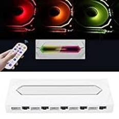 Argb Fan Hub Splitter, PWM Argb Hub Adresserbar 5V 3Pin Argb & PWM 2 i 1 RGB Case Fan Hub med SATA Power Port, Support 10 Argb CPU Fans Splitter RGB Hub (Vit)